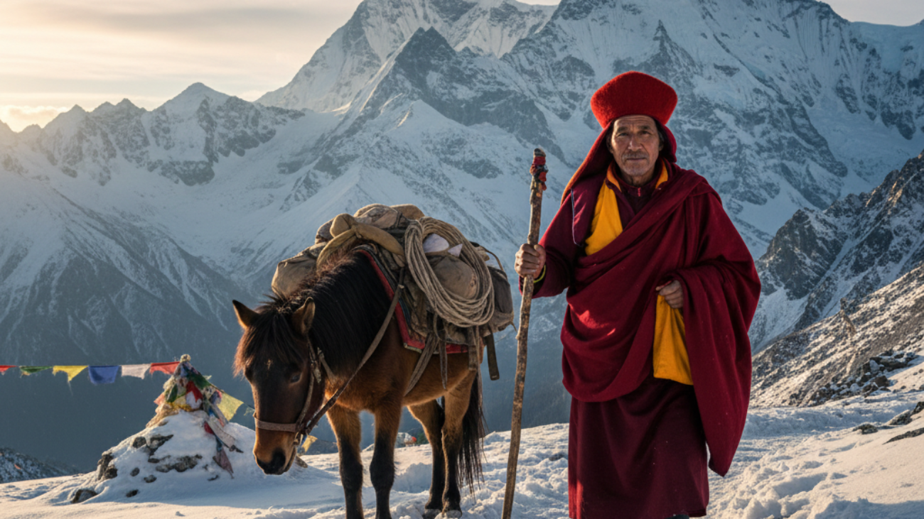 Tibetan Monk pilgrim, The Wholistic Center, All Rights Reserved 2026-2030