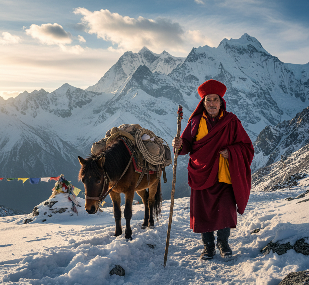 Tibetan Monk pilgrim, The Wholistic Center, All Rights Reserved 2026-2030